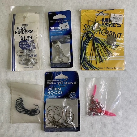 Mixed Lot Fishing Hooks Supplies Essentials South Bend Mikes Julians Fish Finder - Picture 1 of 11